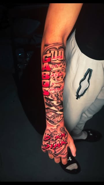 Hand and finger lettering tattoo in bold script